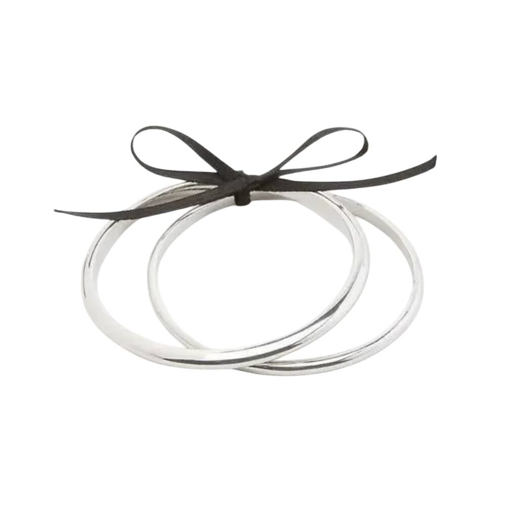 NWT LOFT Silvertone Finish 2 Bangle Bracelet Set